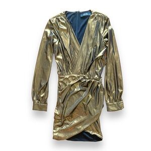 Gold Metallic Wrap Dress